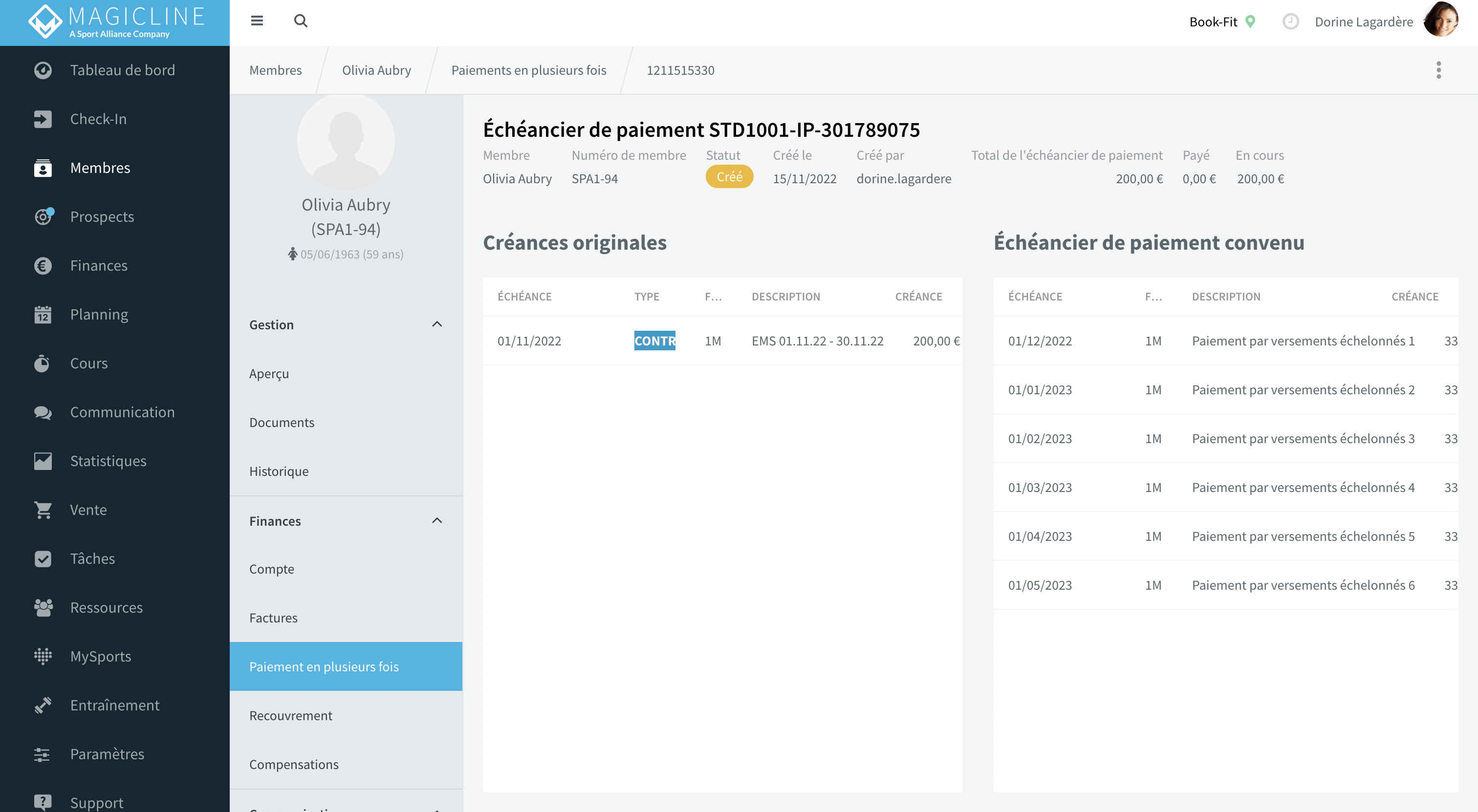 Créer et gérer des paiements en plusieurs fois Magicline GmbH