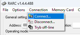 RARC: Connection > Connect