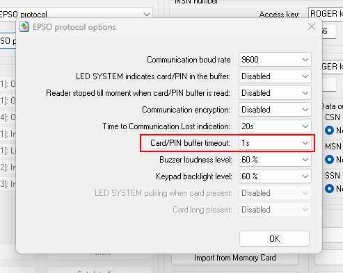 RARC: Card/PIN buffer timeout impostato su 1s