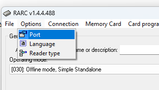 RARC: Options > Port