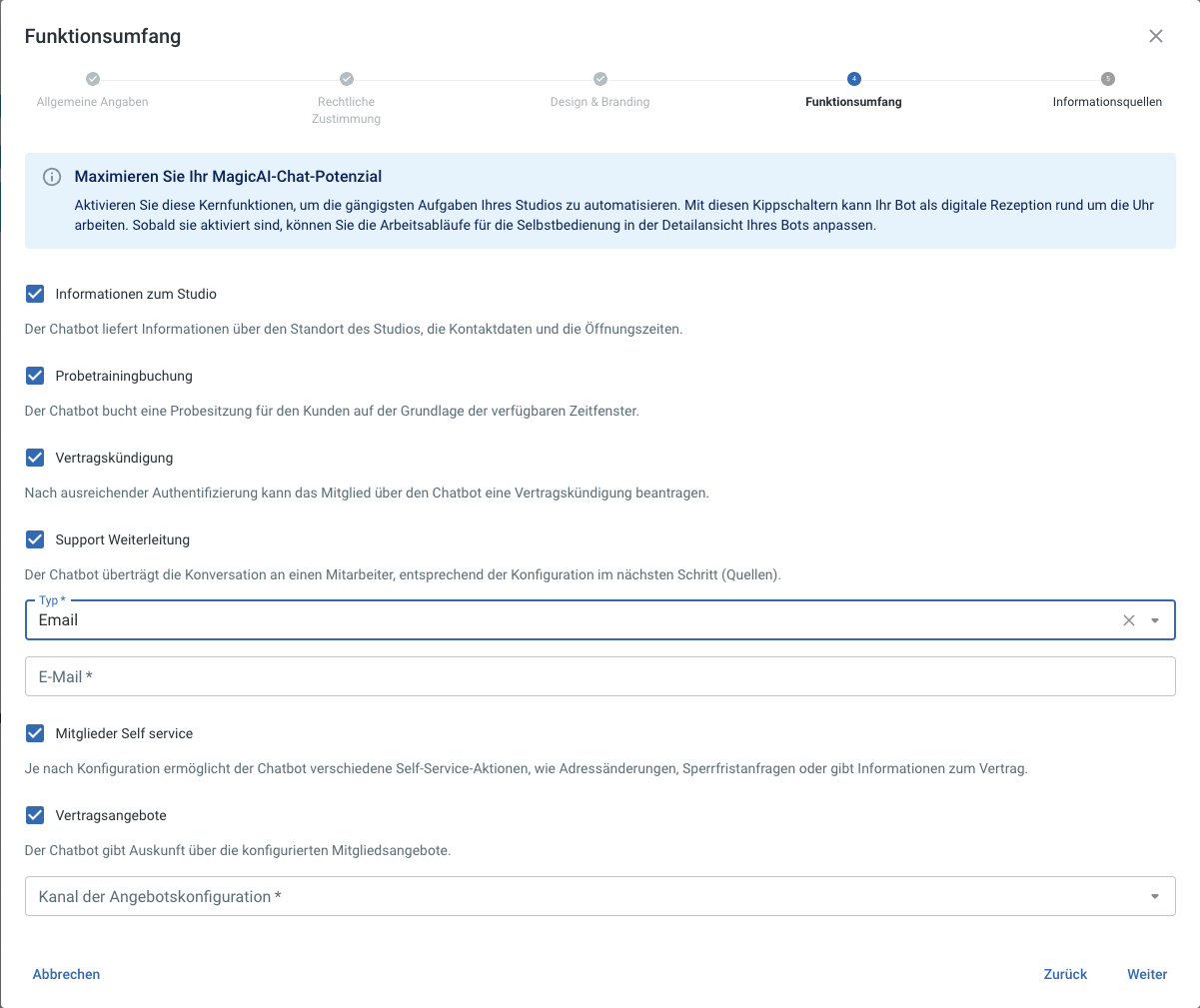 Supportweiterleitung per E-Mail mit einer Empfängeradresse.