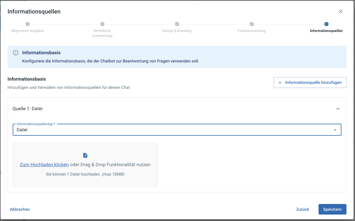 Direkter Datei-Upload als Informationsquelle.