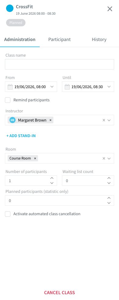 Waiting list count field in the appointment Administration tab