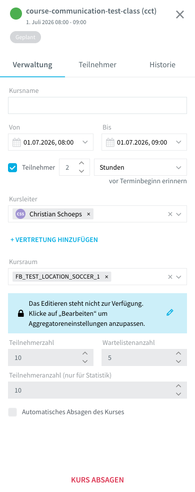 Feld Wartelistenanzahl im Verwaltung-Tab