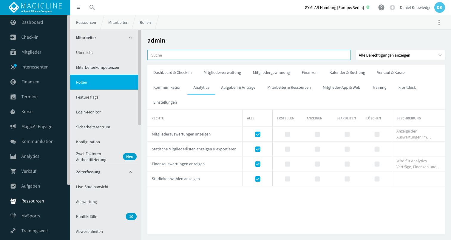 Analytics permissions