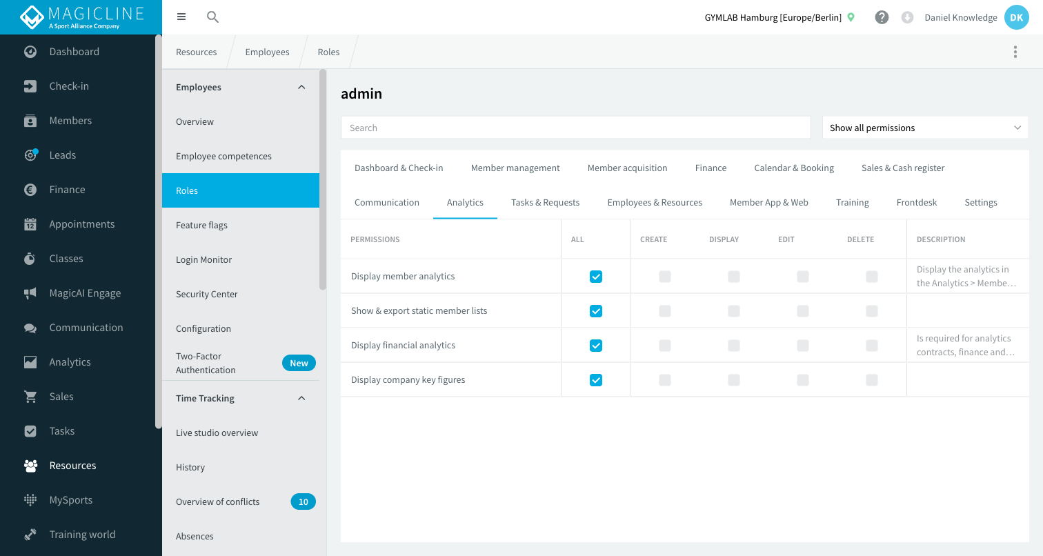 Analytics permissions