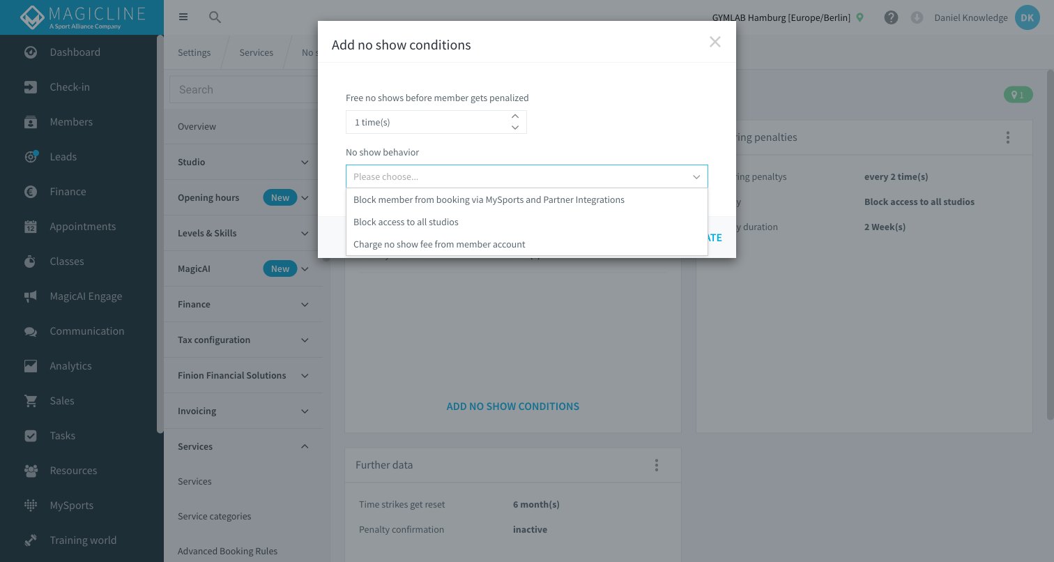 Add no show conditions