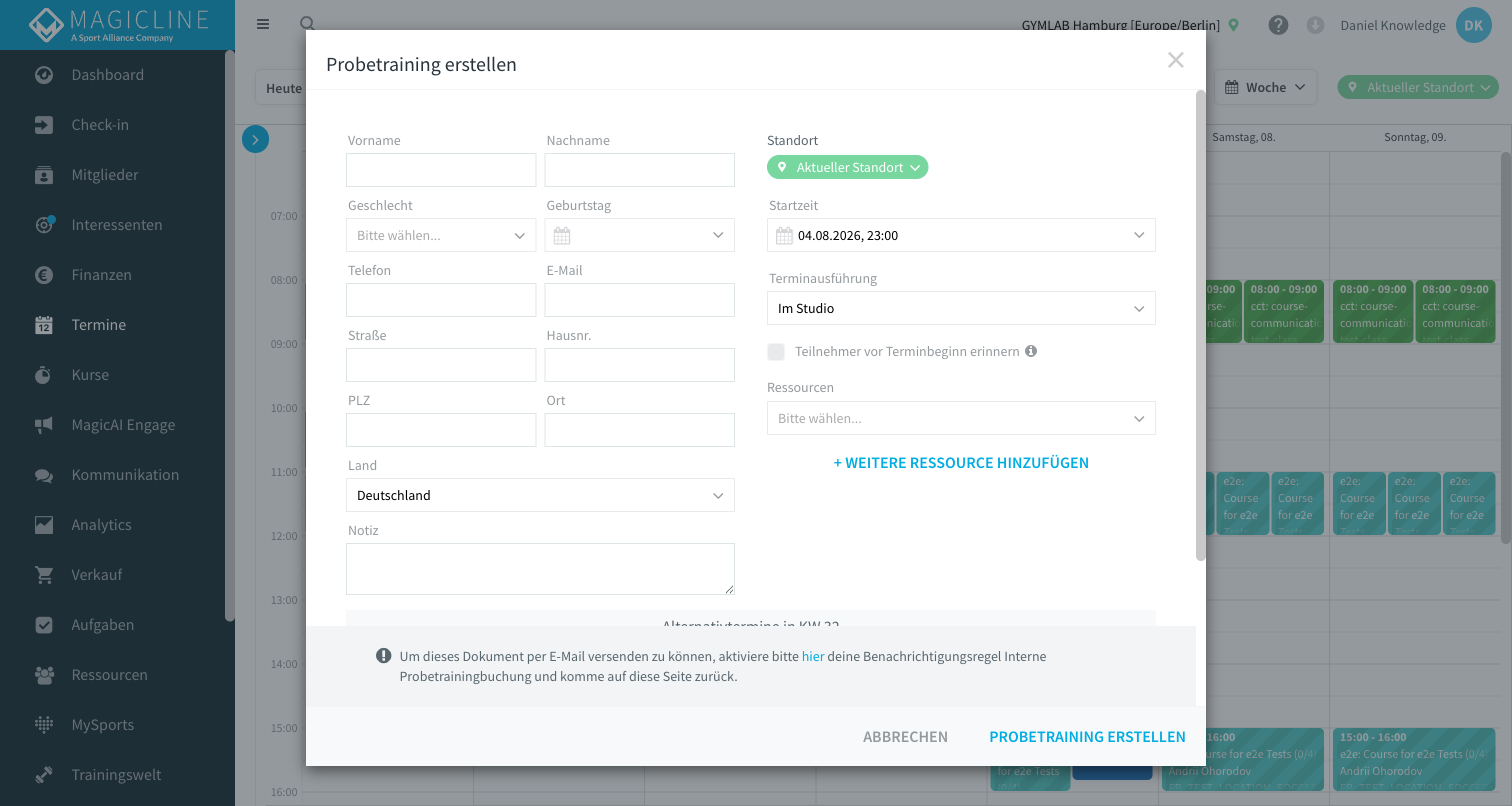 create trial training