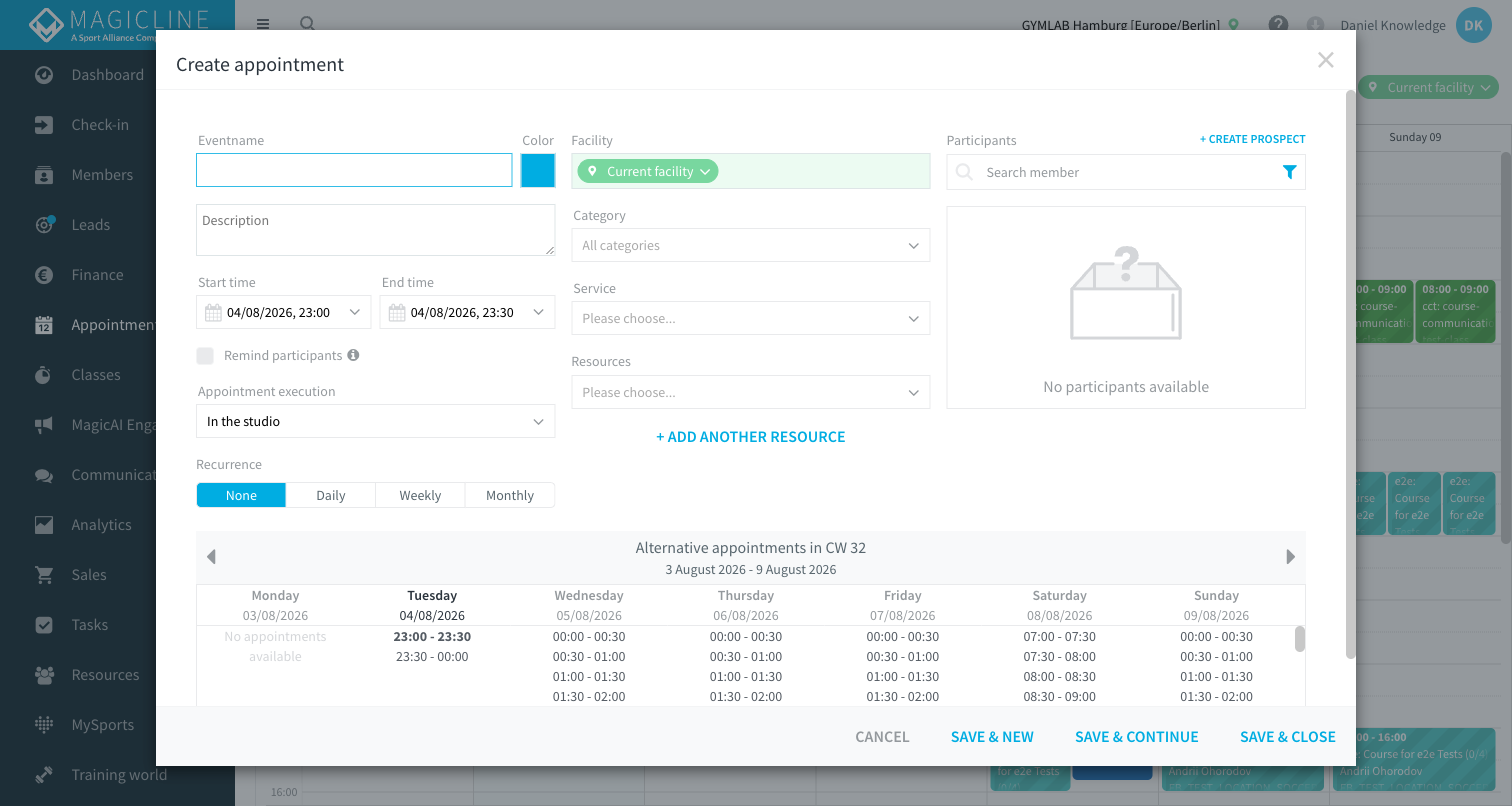 create appointment