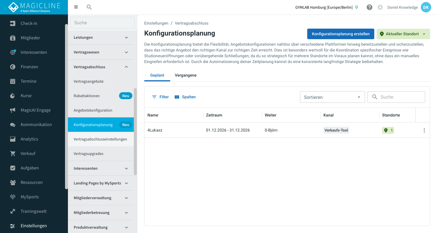 Konfigurationsplanung Liste