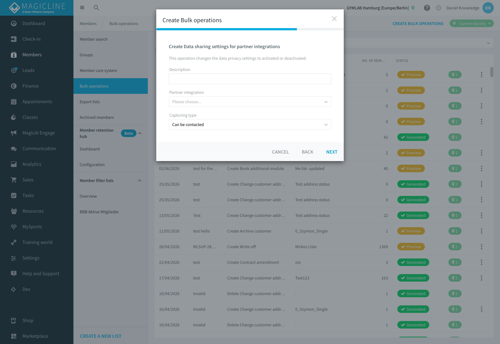Paso Crear cambio de la configuración de la privacidad de los datos, con los campos Descripción, Nombre del tercero y Tipo de captura