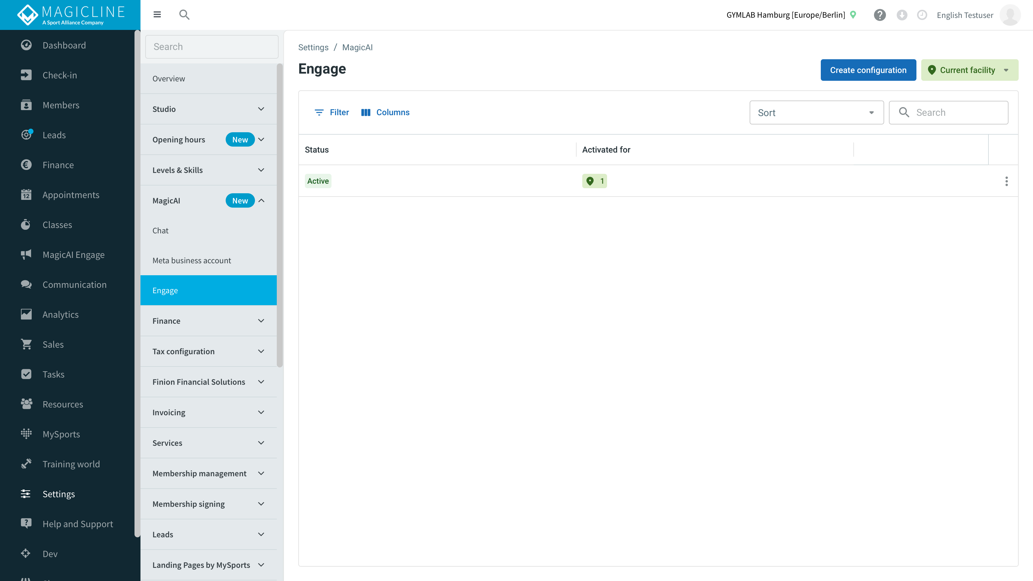 Instellingen / MagicAI / Engage: hier schakelt u MagicAI Engage in voor uw vestiging.