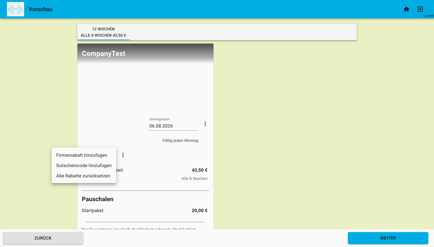 Sales Tool three-dot menu with Add company discount option