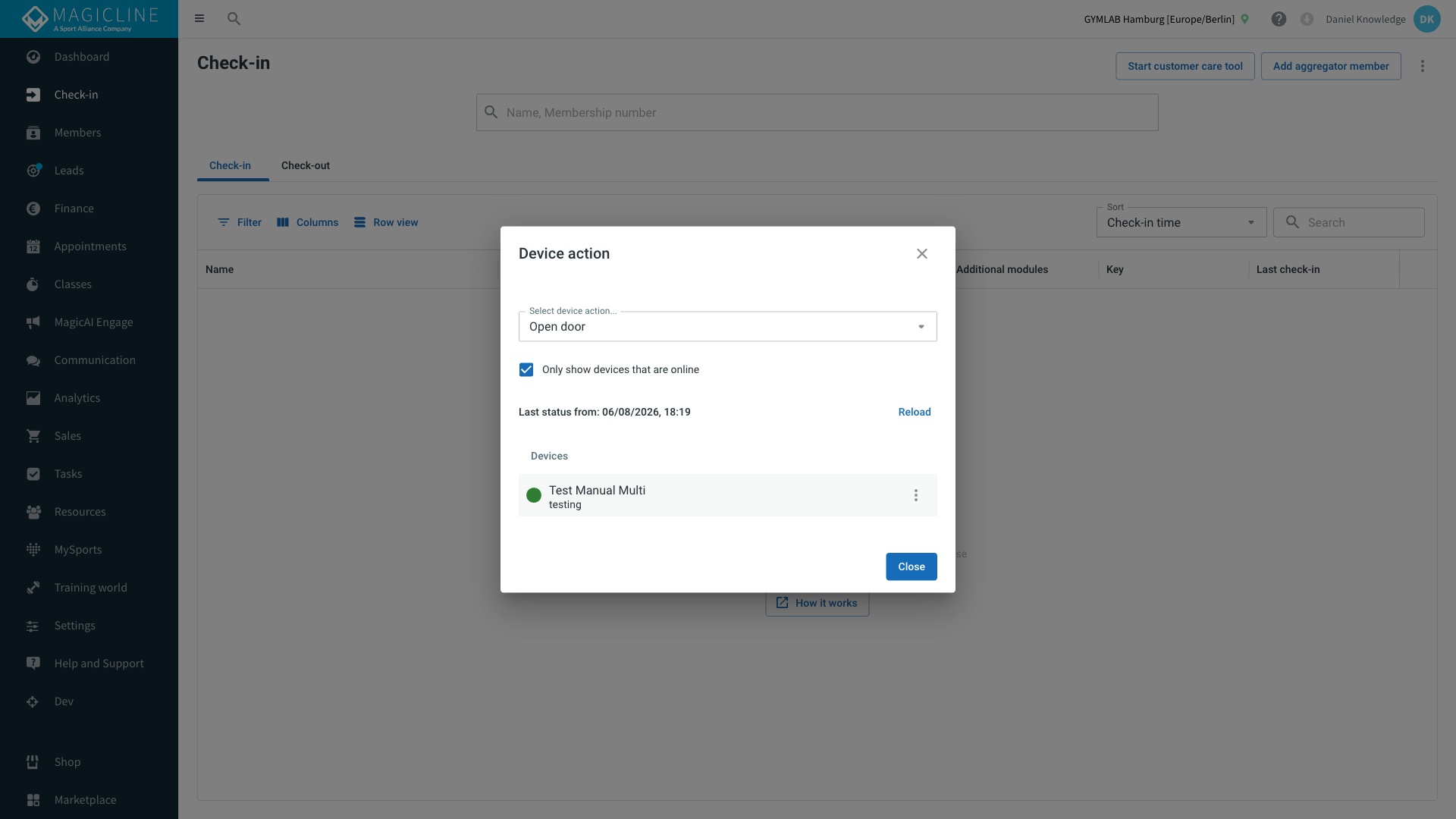 Door open command sent immediately, no confirmation dialog