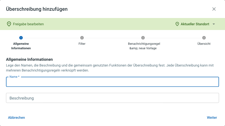 Überschreibung hinzufügen – Allgemeine Informationen