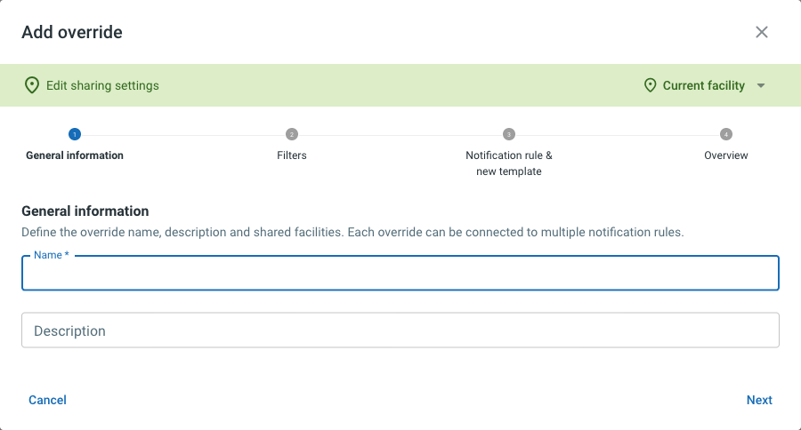Add override – General information