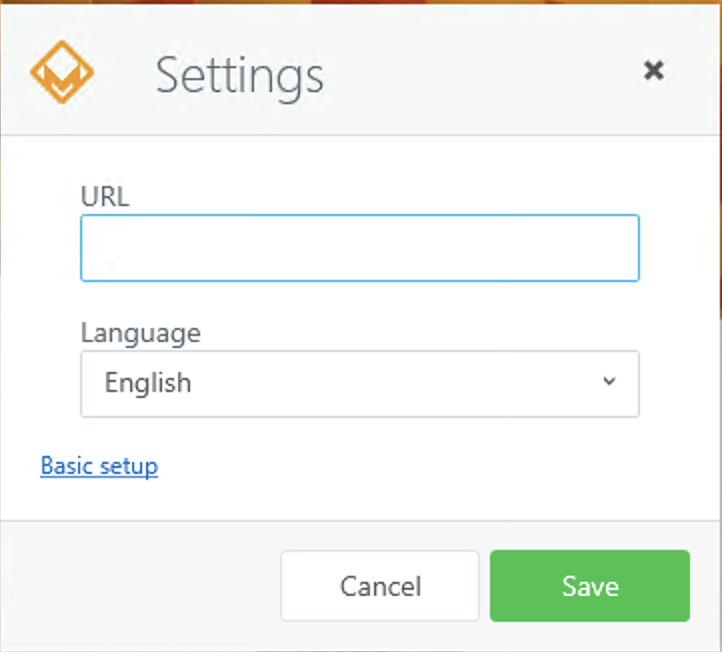 Ajustes avanzados del cliente de Windows con los campos URL y Language