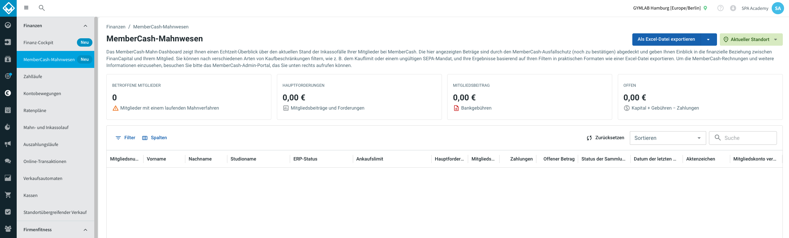 MemberCash-Mahnwesen-Dashboard