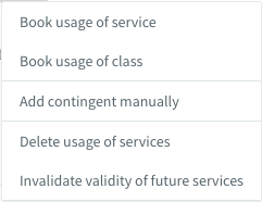 Context menu of the services card with the entry Add contingent manually