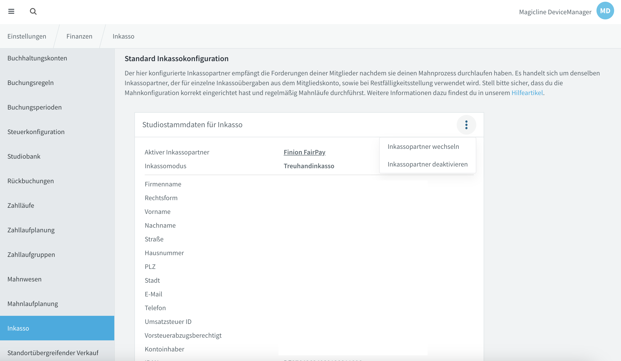 Deactivating the active debt collection partner