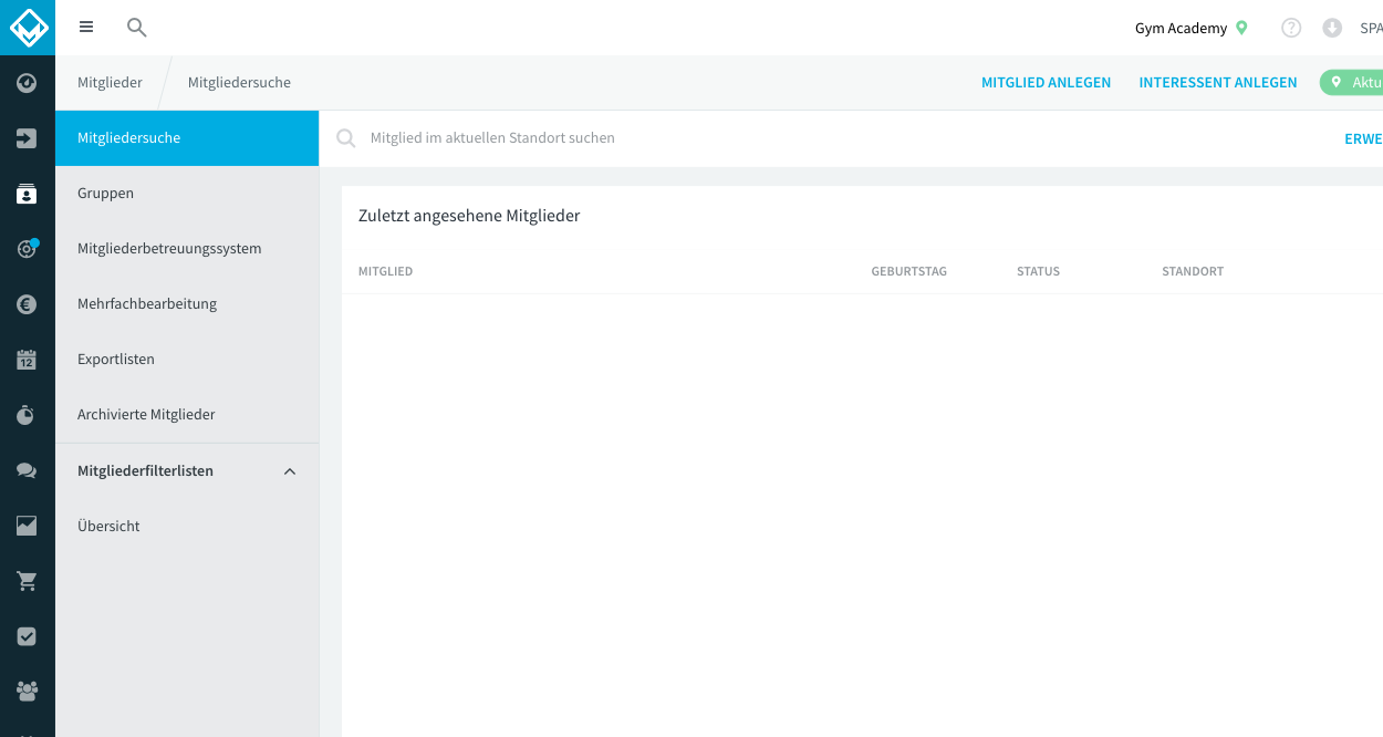 Mitglied anlegen starten