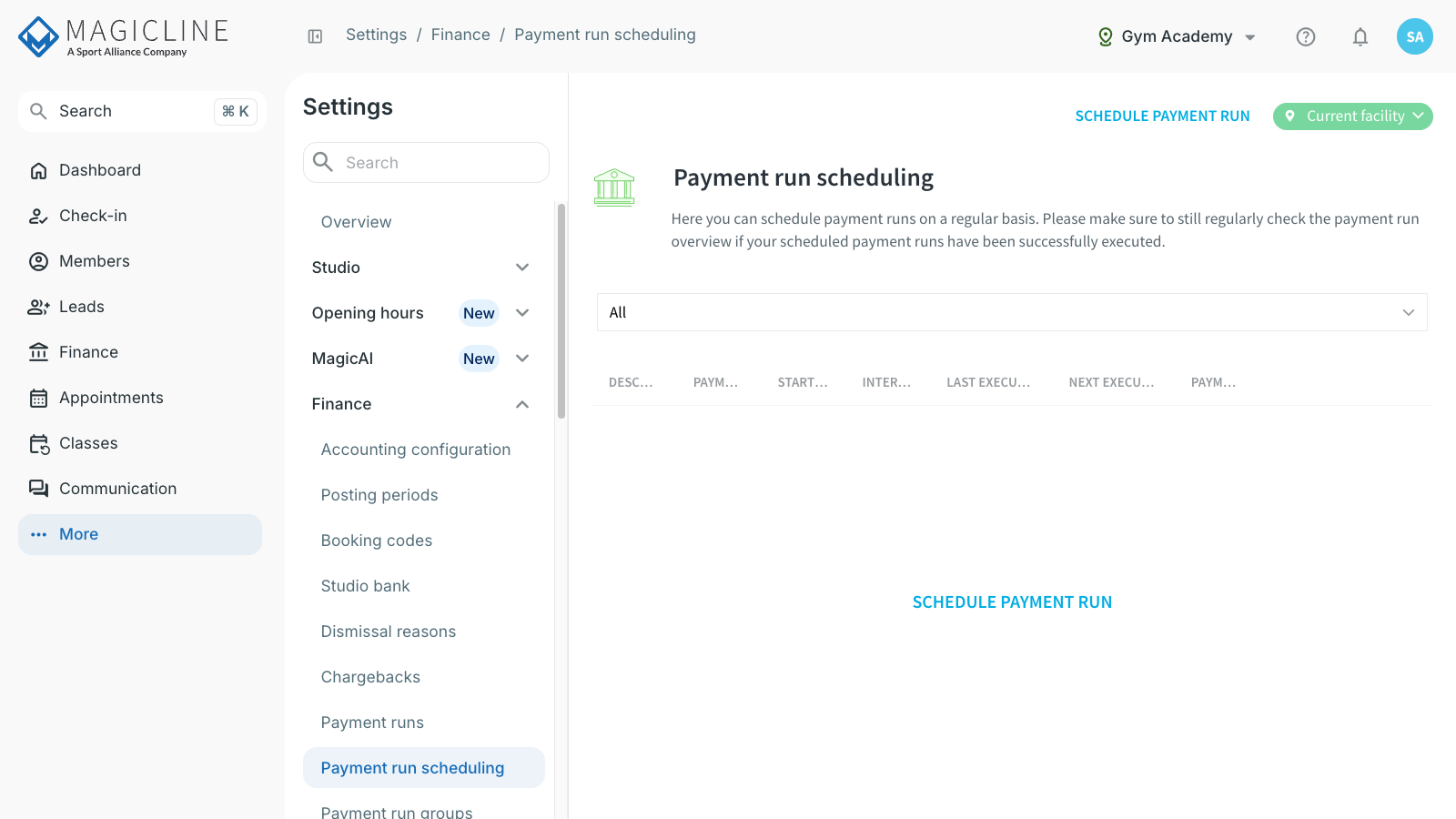 Schedule a payment run entry point