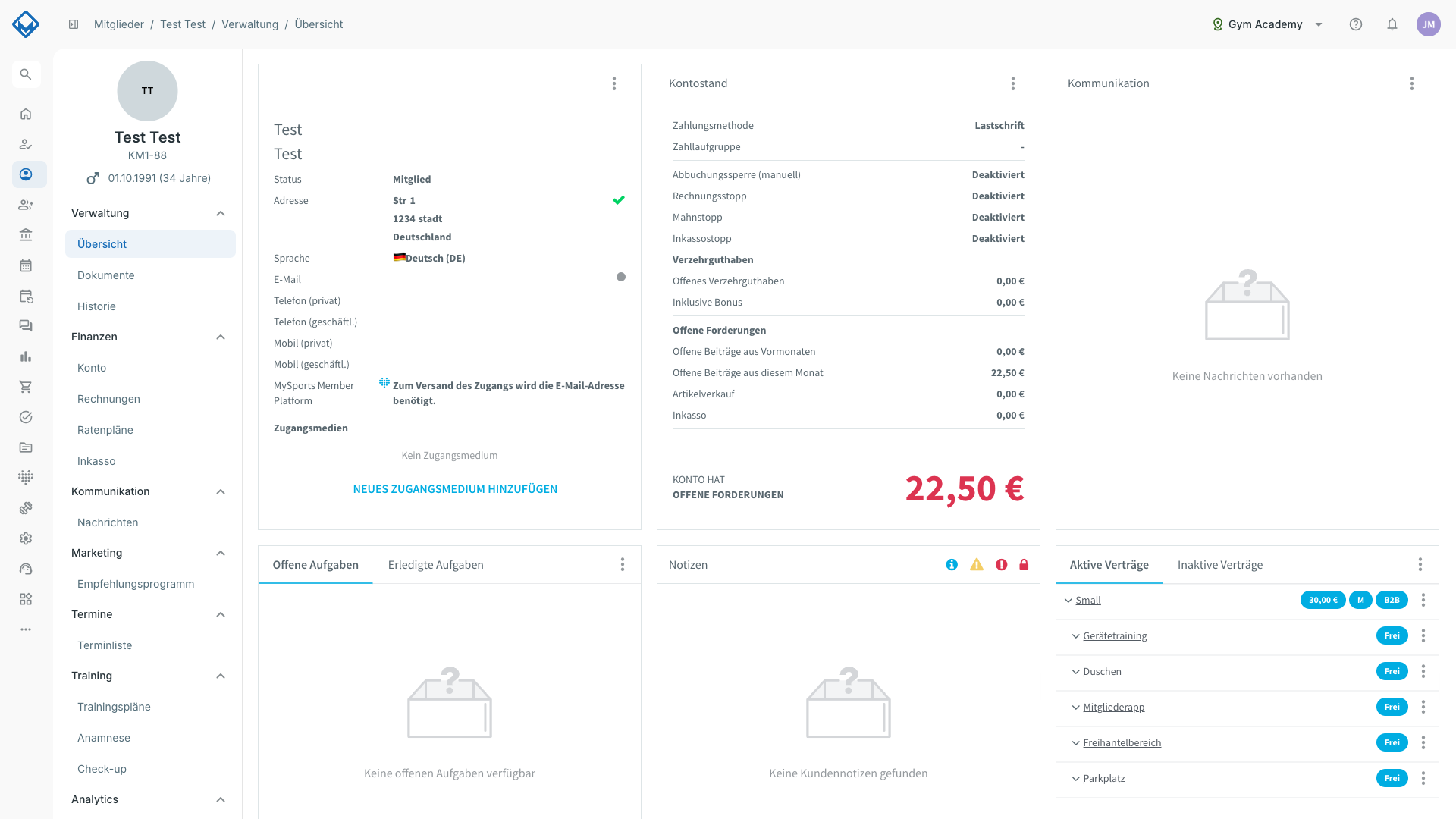 Vertragszeile mit B2B Badge und reduziertem offenem Monatsbeitrag nach dem Einlösen