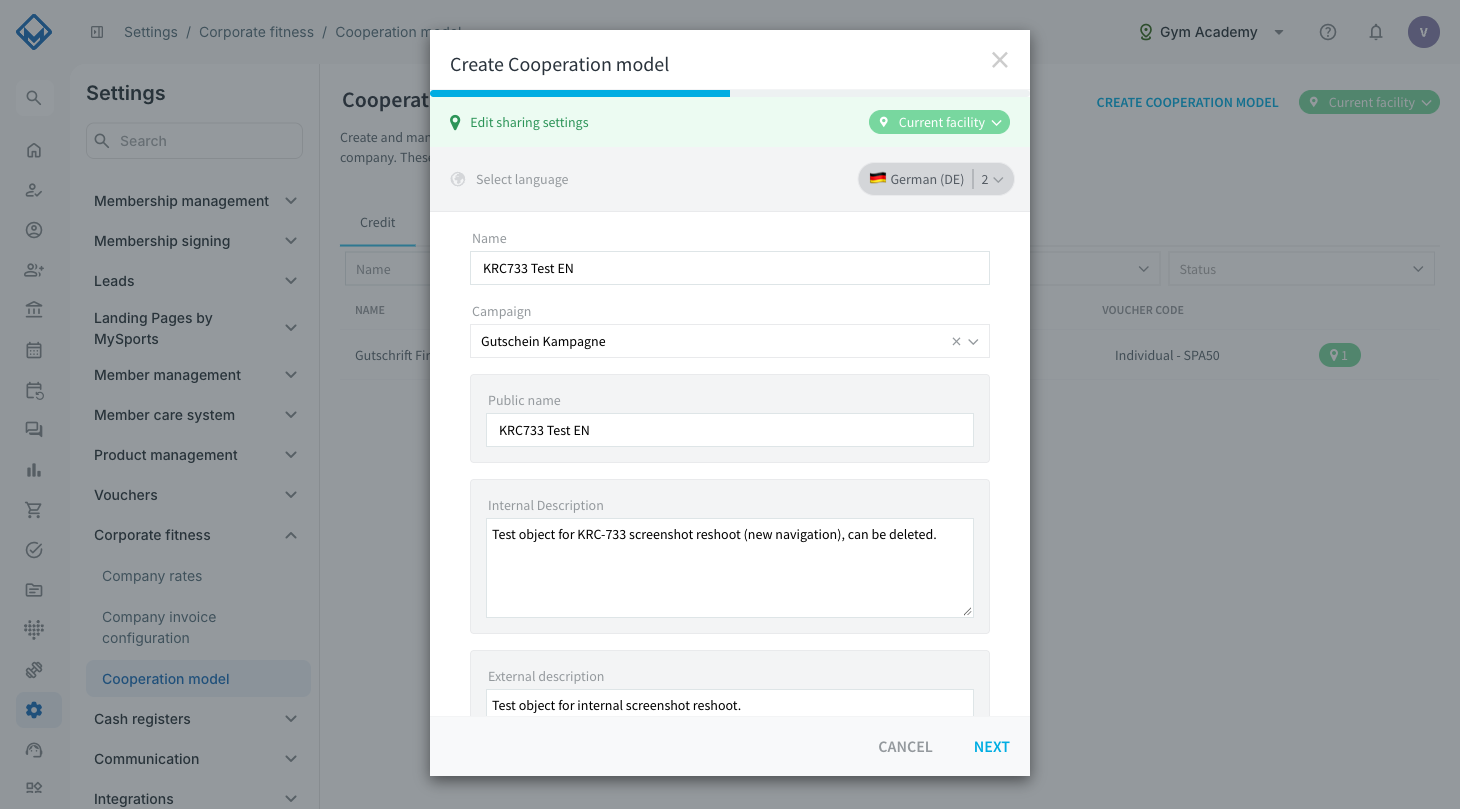 completed form with name and campaign for the new cooperation model
