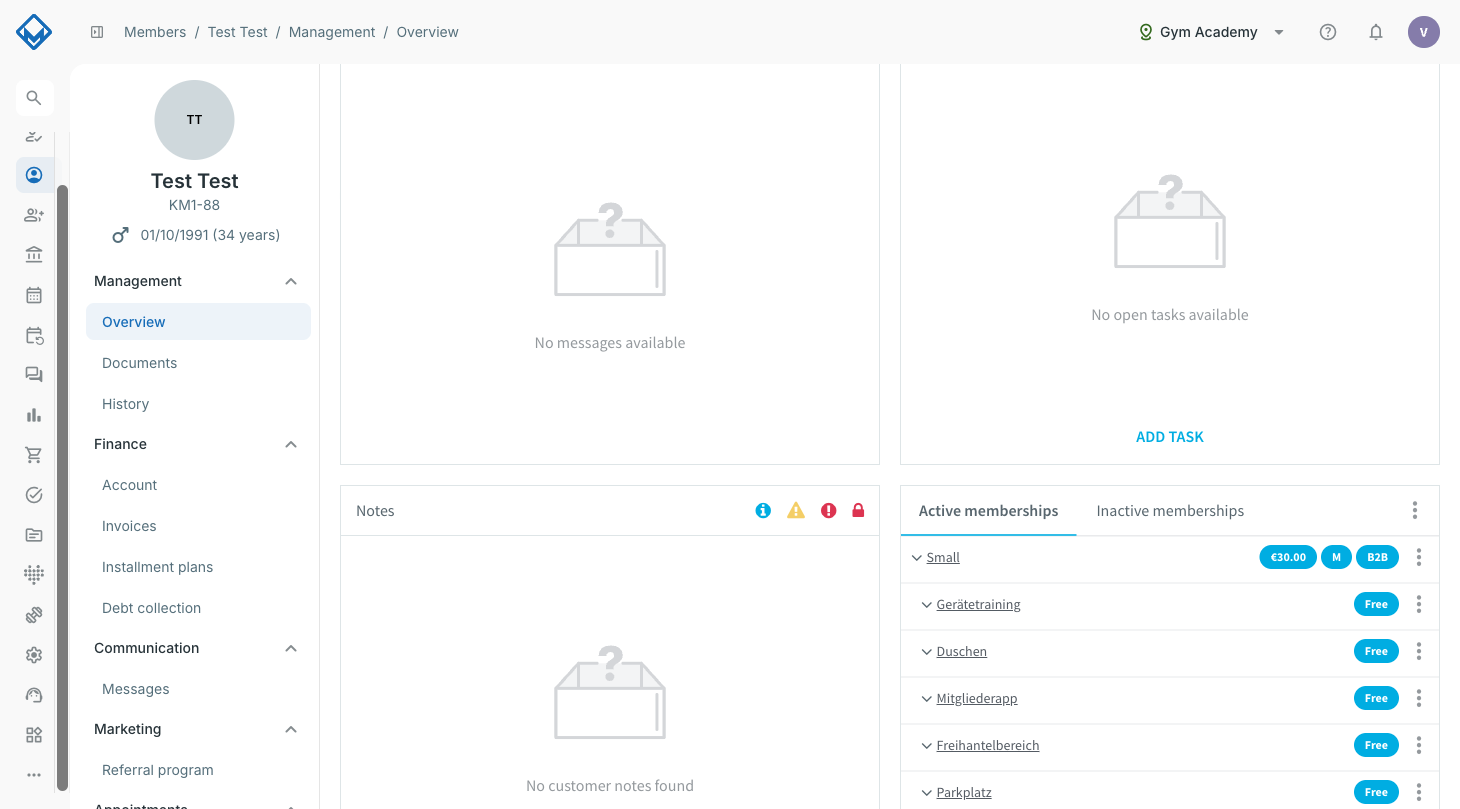 Contractregel met b2b-badge en verlaagde openstaande vergoeding
