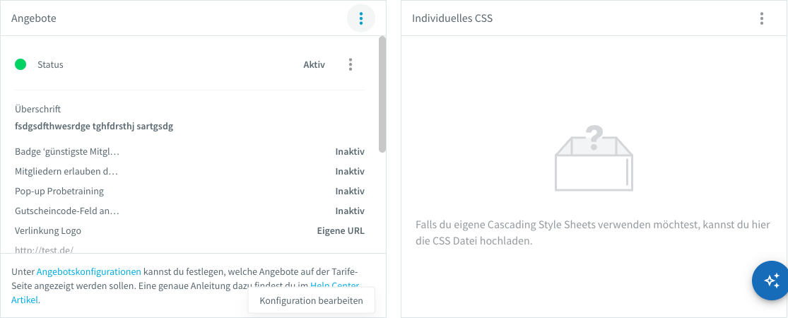 Abschnitt Angebote einer Studioseite mit dem Status von Mitgliedern erlauben den Vertragsstart selbst auszuwählen