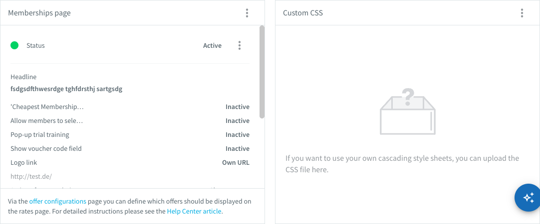Memberships page section of a studio page with the status of Allow members to select membership start date