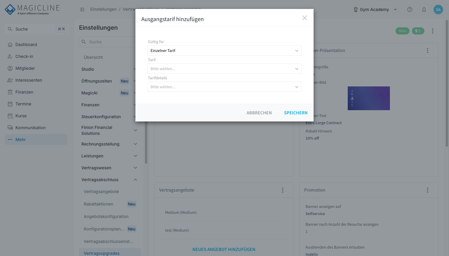 Dialog Ausgangstarif hinzufügen mit Gültig für auf Einzelner Tarif und den Feldern Tarif und Tarifdetails