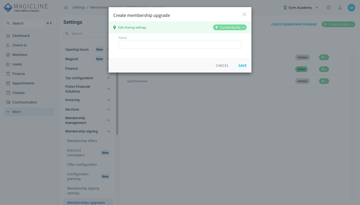 Create membership upgrade dialog with the Name field