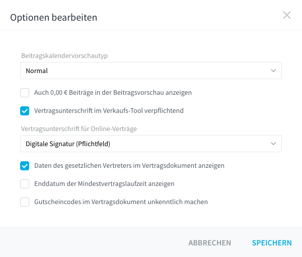 Dialog Optionen bearbeiten.